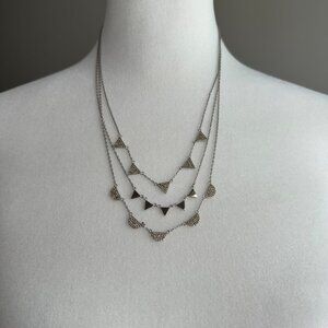 Stella & Dot Silver Pave Layered Multi Strand Reversible Necklace